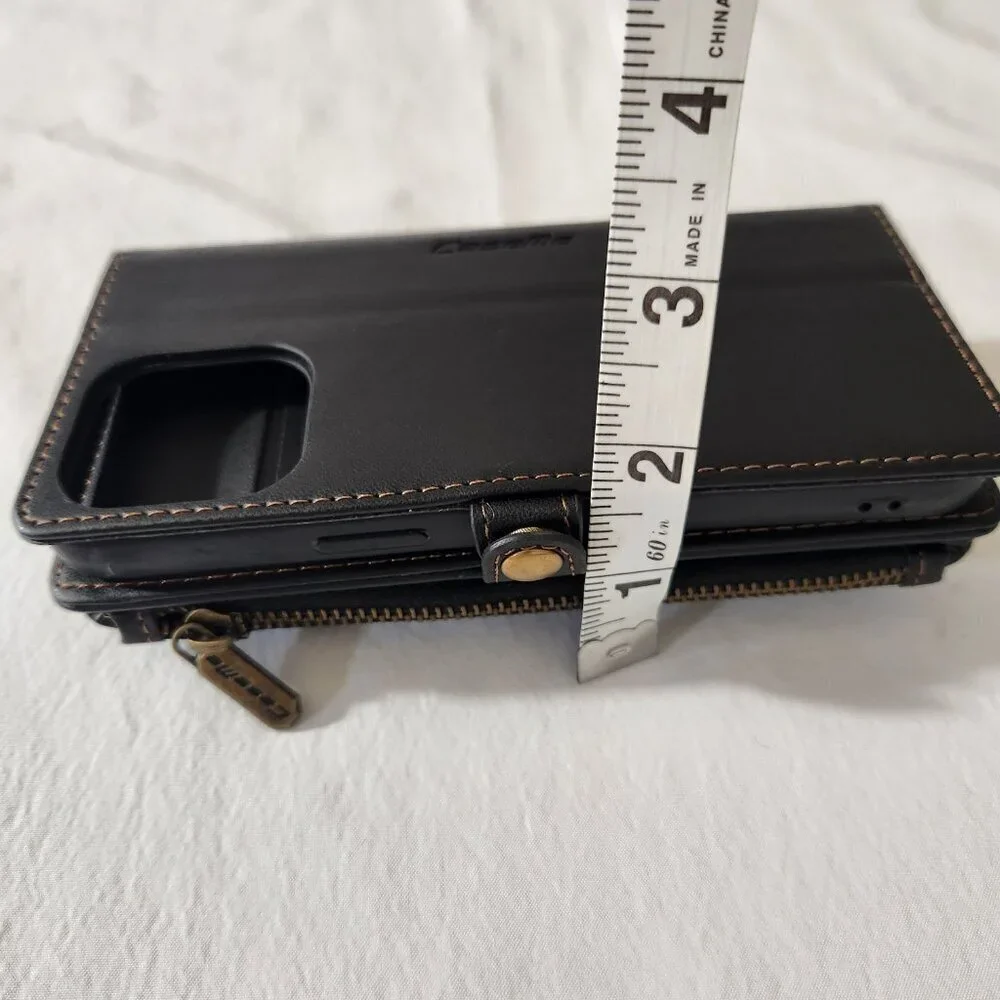 CaseMe Leather Folio Style Wallet Phone Case Zip Magnetic Close Card Slots